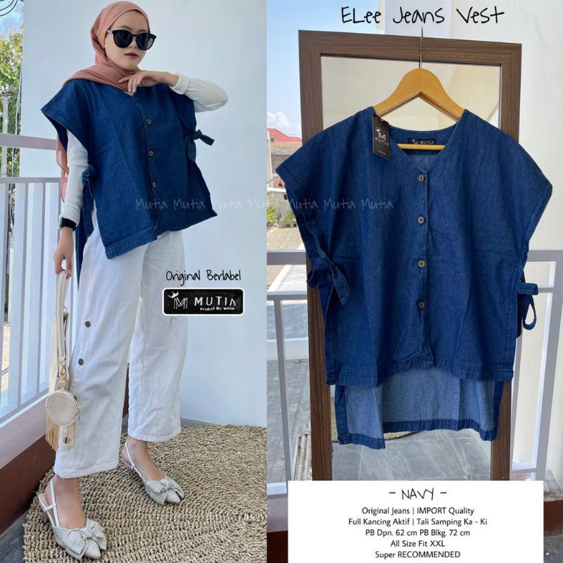 ELEE JEANS VEST BY MUTIA (CROPTOP WANITA JEANS) Atasan wanita rekomended