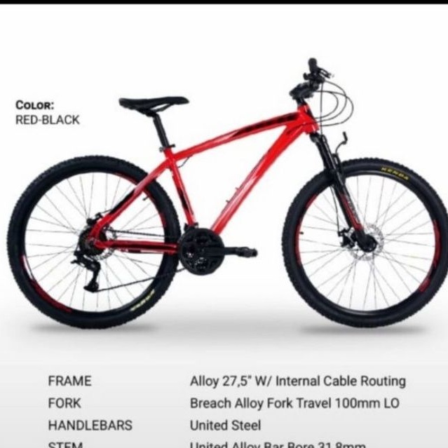 Sepeda Gunung United Detroit 1.0 MTB 27.5 3x8 speed alloy aluminium not dallas detroit sv