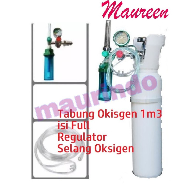 New [COD] Tabung Oksigen 1M3 Komplit Troly Dan Regulator Set Lengkap