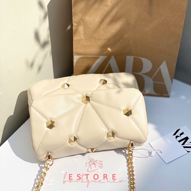 Zr Quilted Studded Crossbody Bag