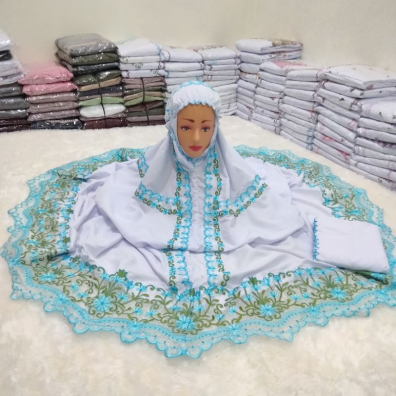 Mukenah Potongan Setelan Bordir Dewasa Mukena Set Rok Potongan Atas Bawah Set Rok Santri Putri Warna