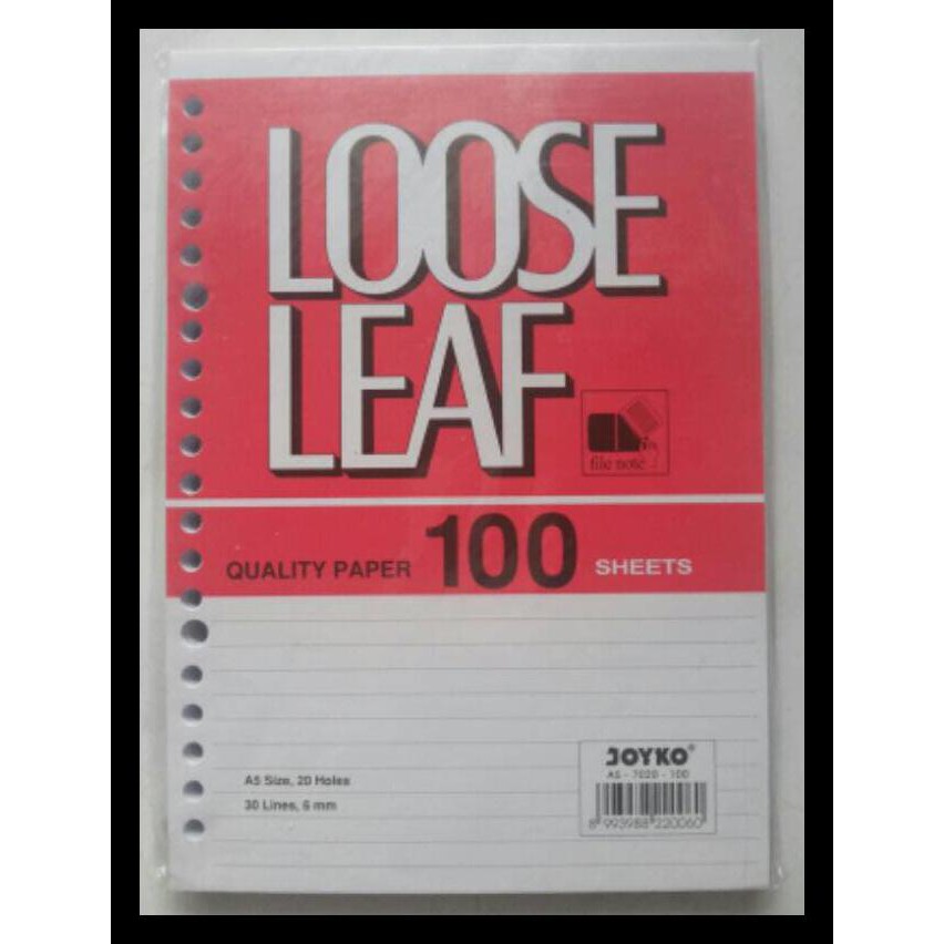 

Loose Leaf Joyko A5 100 Lembar / Isi Refill Kertas File Bermutu