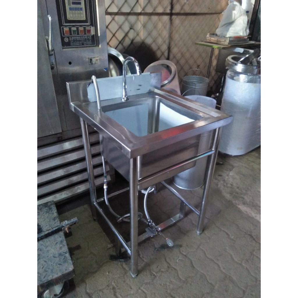 wastafel cuci tangan stainless kaki adjuster 1 orang