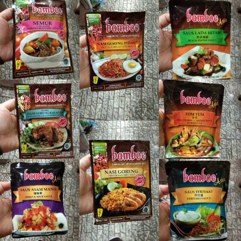 

Bumbu Instan Bamboe Asia / Bumbu Masak / Bumbu Nasi Goreng / Bumbu Semur / Bumbu Tomyum / Bumbu Ayam Goreng / Saus Teriyaki / Saus Lada Hitam