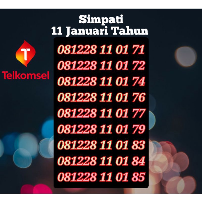Nomor cantik simpati seri 11 januari tahun