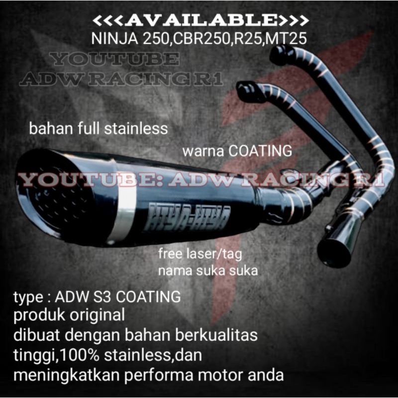 knalpot racing ninja 250, knalpot racing cbr250, knalpot racing r25, knalpot racing mt25, knalpot ra