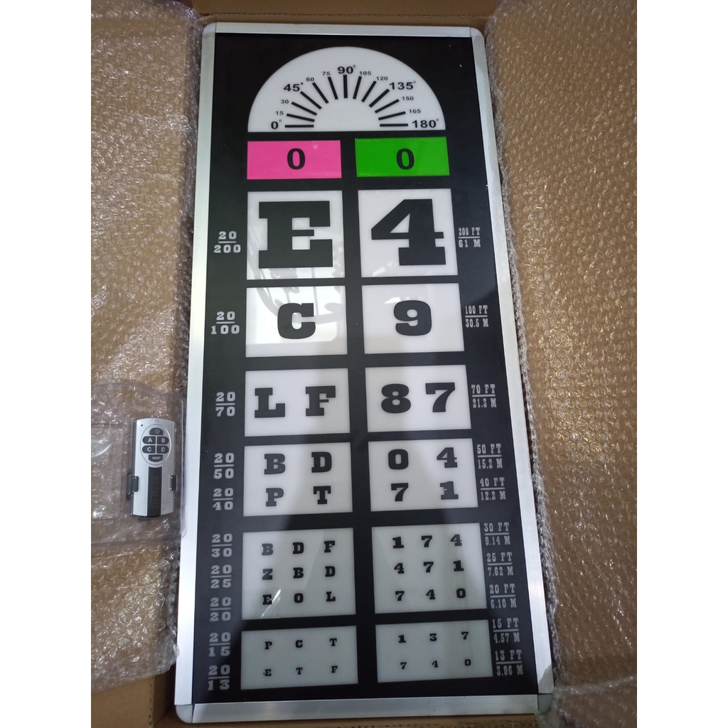 Snelen Chart Elektrik New With Remote / Alat Baca Tes Mata / Snellen Chart