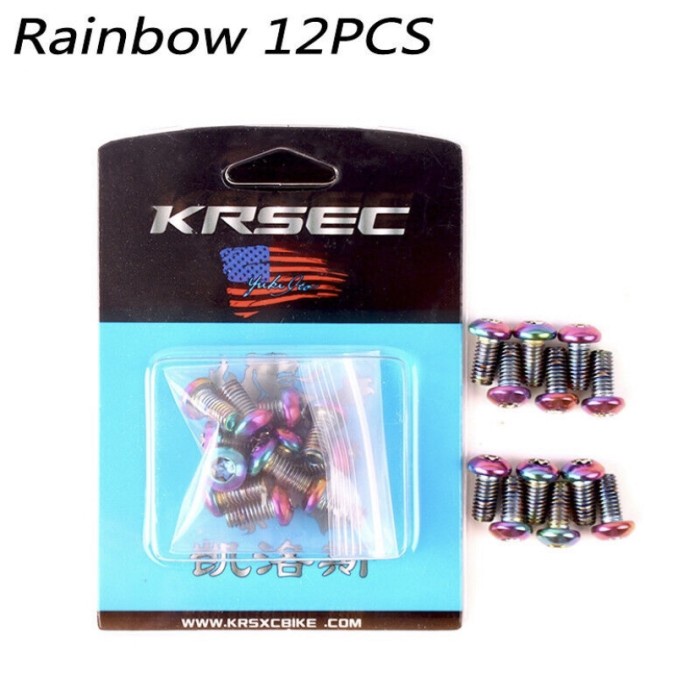 12 pcs Baut Rotor KRSEC Rainbow M5x10mm bolt titanium bike T-25