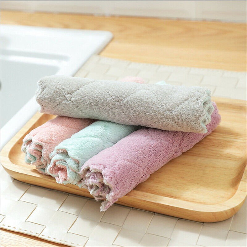 Kain Lap Meja / Dapur / Piring / Panci / Dish Towel Anti Minyak Bahan Coral Fleece