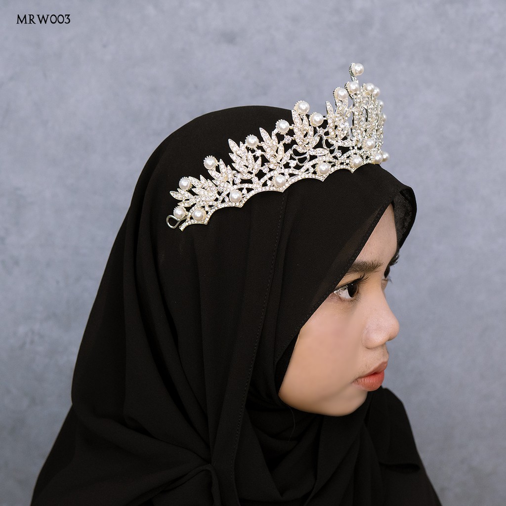 [PRODUK TERLARIS] CROWN WEDDING HIJAB AKSESORIS PESTA DAUN SILVER MRW003