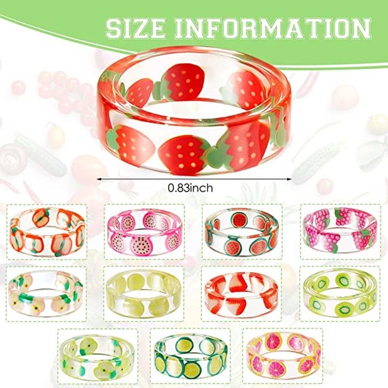 Magic789 Cute Girls Resin Acrylic Fruit Ring for Women Stackable Finger Rings Jewelry