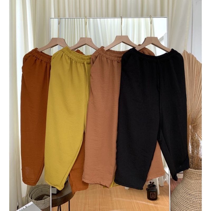 Celana Wanita Basic / Daily Basic Pants Crinkle Airflow Kekinian Viral OOTD Remaja Dewasa 2023