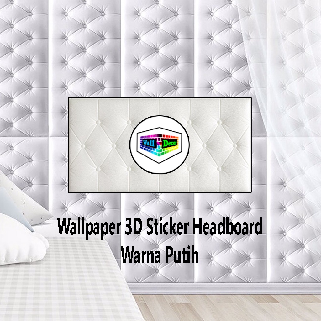 WD Wallpaper Stiker 3D Foam Headboard Putih Dinding Busa Wall Foam Dinding Head Sticker