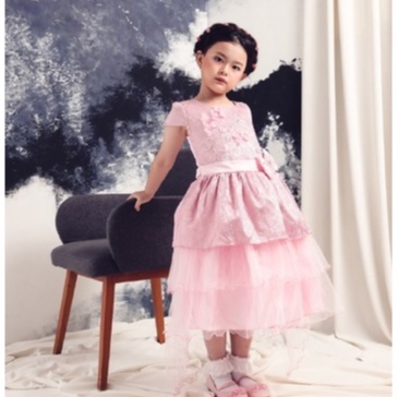 Ivy Baju Anak Perempuan Dress Anak Jacquard Tilla Ruffle Pita Elegan (1658)