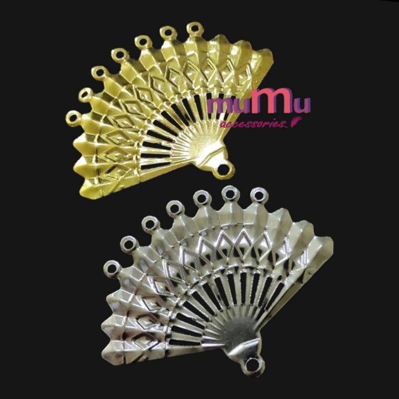 Lempeng lempengan plat besi kipas gold emas bahan aksesoris craft anting bros