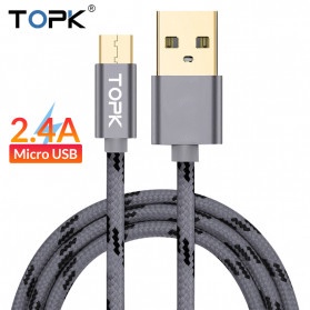 Kabel Charger Micro USB Braided 1 Meter 2.4A - AN09 - Dark Gray