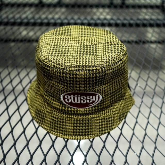 stussy lola plaid knit bucket hat