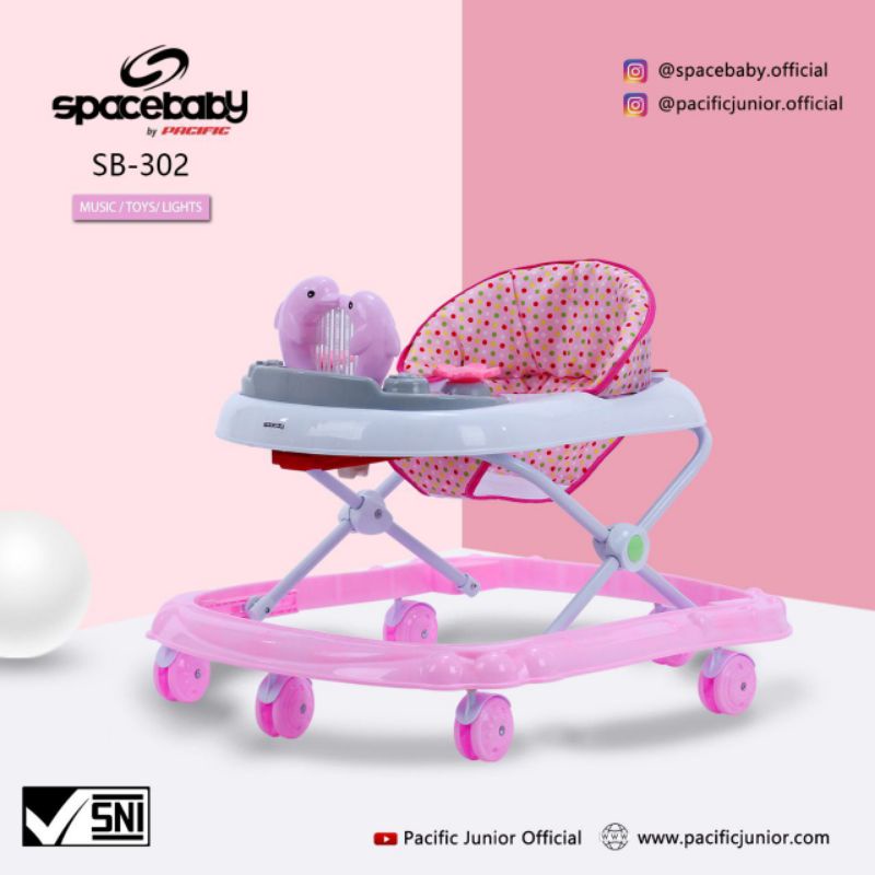 Bisa COD Mainan Anak Bayi Rolling Baby Walker Babywalker Spacebaby SB-302 Musik Mainan Murah Berkualitas