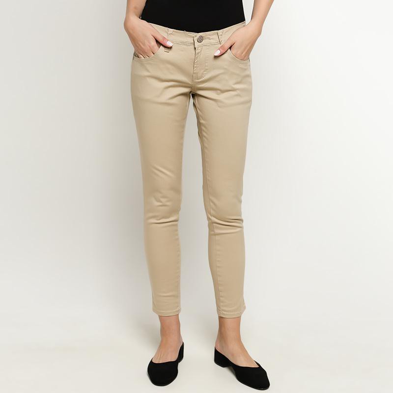 CAESAR Celana panjang Wanita Skinny Jeans cream Bahan Katun denim
