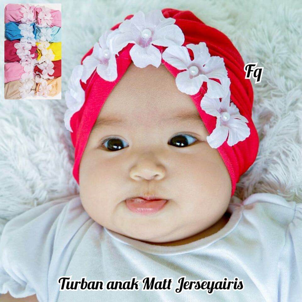 Turban bayi perempuan lucu bunga putih / Turban bayi cantik termurah / Turban bayi perempuan umur 0-