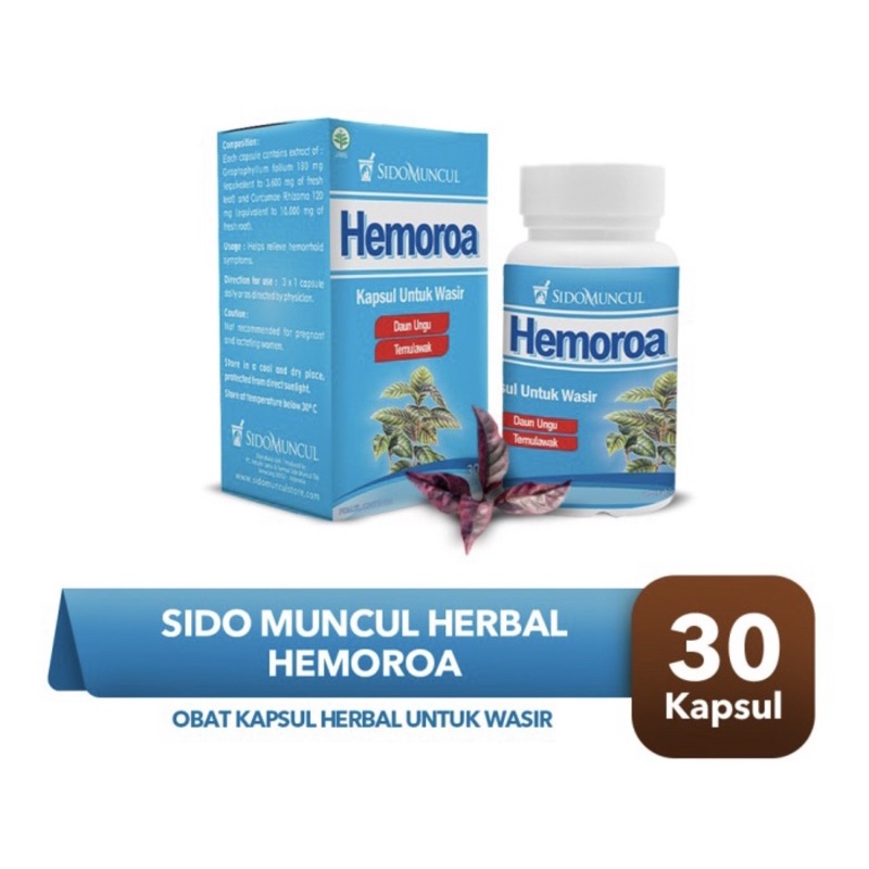 Sidomuncul Hemoroa kemasan botol isi 30 kapsul (membantu meringankan wasir)