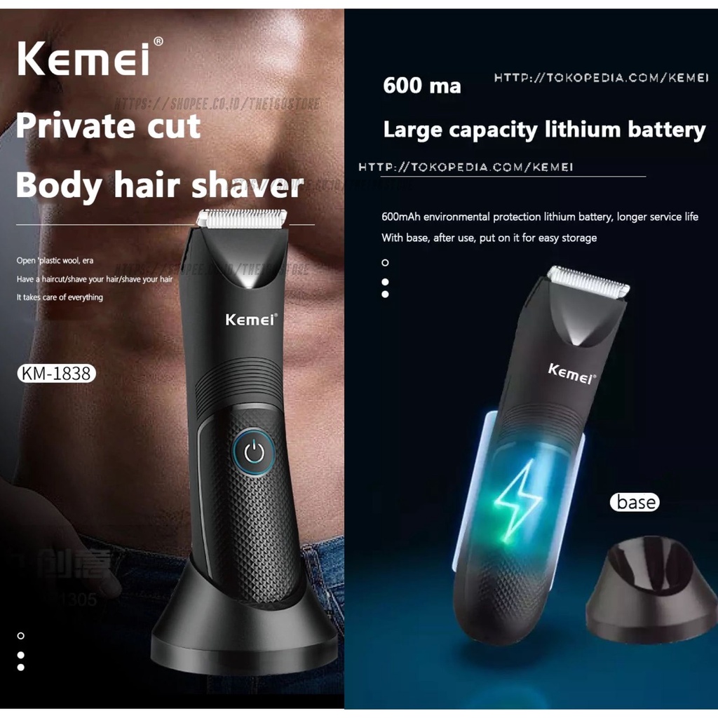 Alat Cukur Rambut Kemei KM-1838 Hair Clipper Elektrik Professional Detailer Trimmer Mesin Pemotong Rambut Pisau Keramik Cukuran Kemei KM 1838