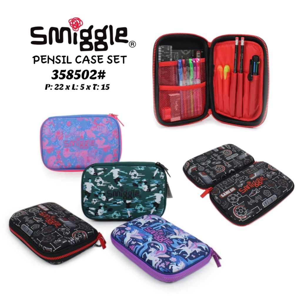 SMIGGLE HARDTOP PENCIL CASE KIT (Set Pencil Case dan Isi)