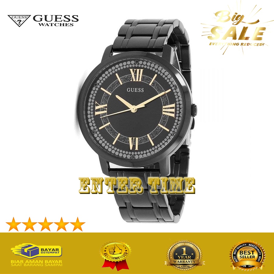 BEST SELLER  JAM TANGAN WANITA KEREN MERK GUESS W0933L4 STAINLESS BLACK JAM TANGAN WANITA TERBARU BE