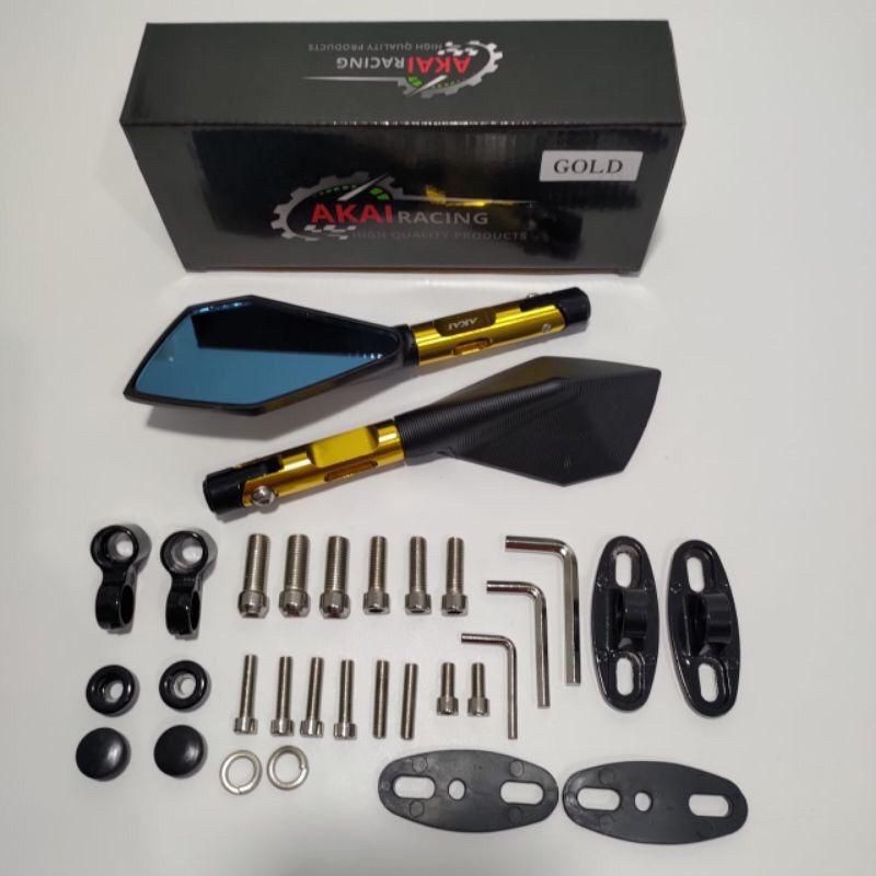 Spion Motor Model Tomok V2 Tomok V5 Full CNC PREMIUM Universal Semua Motor Bisa-Gold kaca biru