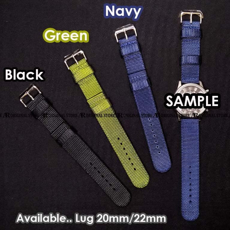 Tali Jam Tangan Canvas KW Swiss Ar-my 22mm Aftermarket Strap 22mm SEIKO Band 22mm Kanvas 22 mm Hijau