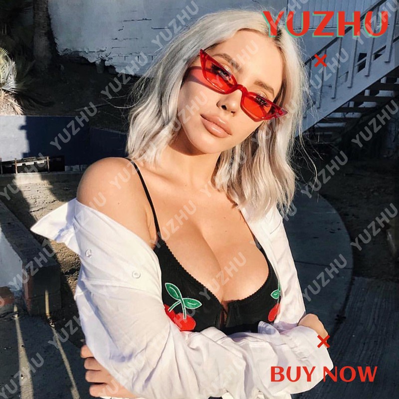 (YUZHU) Kacamata Hitam Wanita Vintage Cat Eye Mata Kucing Small Sunglasses UV400Protection Women