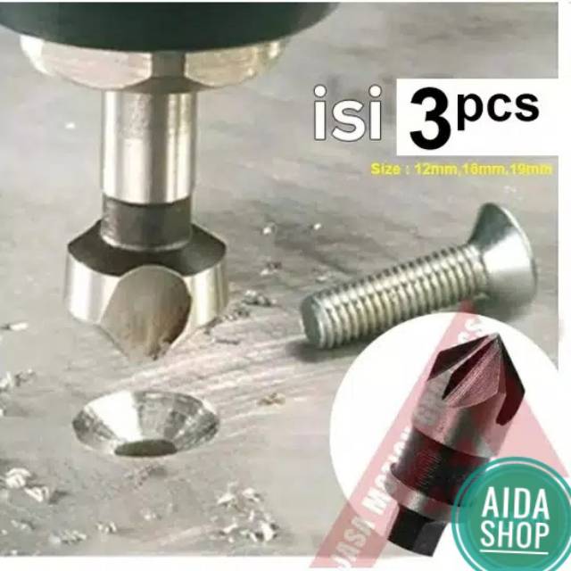 Countersink Besi  Set Mata Bor Counter Sink Pembuat Lubang 