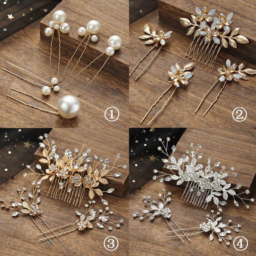 Preva 1set Mutiara Jepit Rambut Wanita Perempuan Pernikahan Sisir Rambut Rhinestones Hairgrips