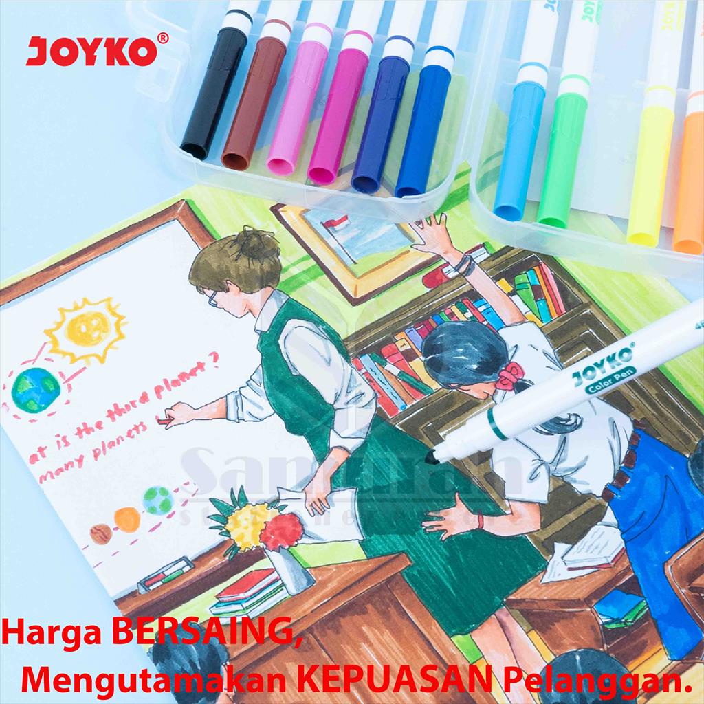 Spidol Set Joyko 12 Warna CLP 04 Bis Di cuci/ Color Pen CLP-04 Hard Case 12 Colors Washable - For Coloring