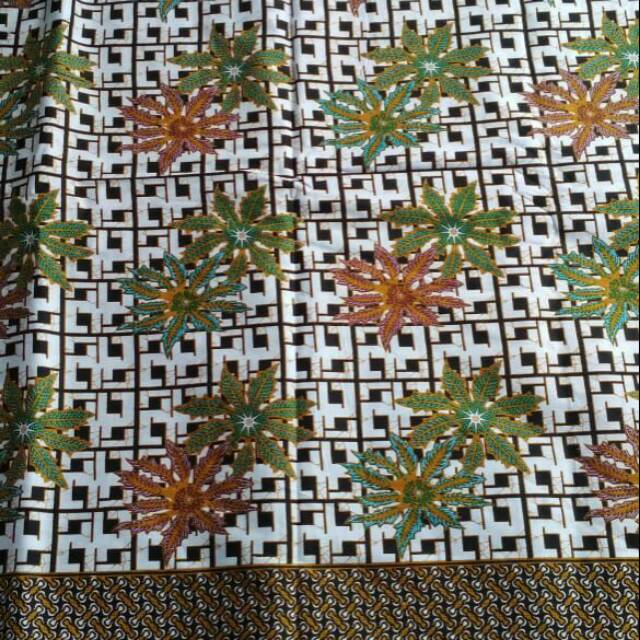 Kain batik printing pastel batik ATK bahan seragam batik bridesmaid kotak motif daun ganja