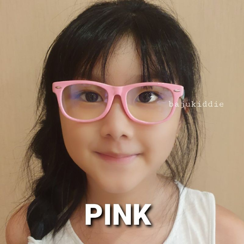 KACAMATA ANAK ANTI RADIASI GADGET COMPUTER LAPTOP HP BLUERAY BLUE LIGHT + UV PROTECTION-Pink