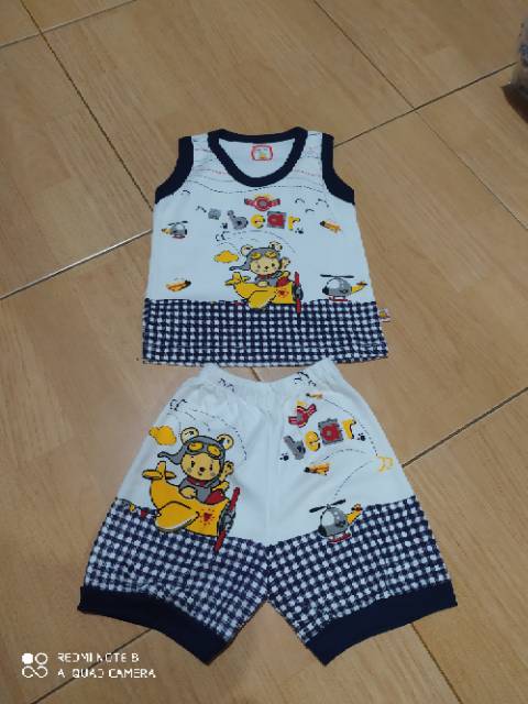 Stelan singlet kutung anak bahan kaos Adem 6 - 12 bulan