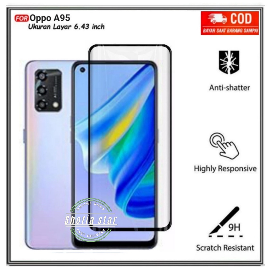 TEMPERED GLASS OPPO A95 A74 A55 A54 4G/5G TG LAYAR ANTIGORES KACA FULL COVER