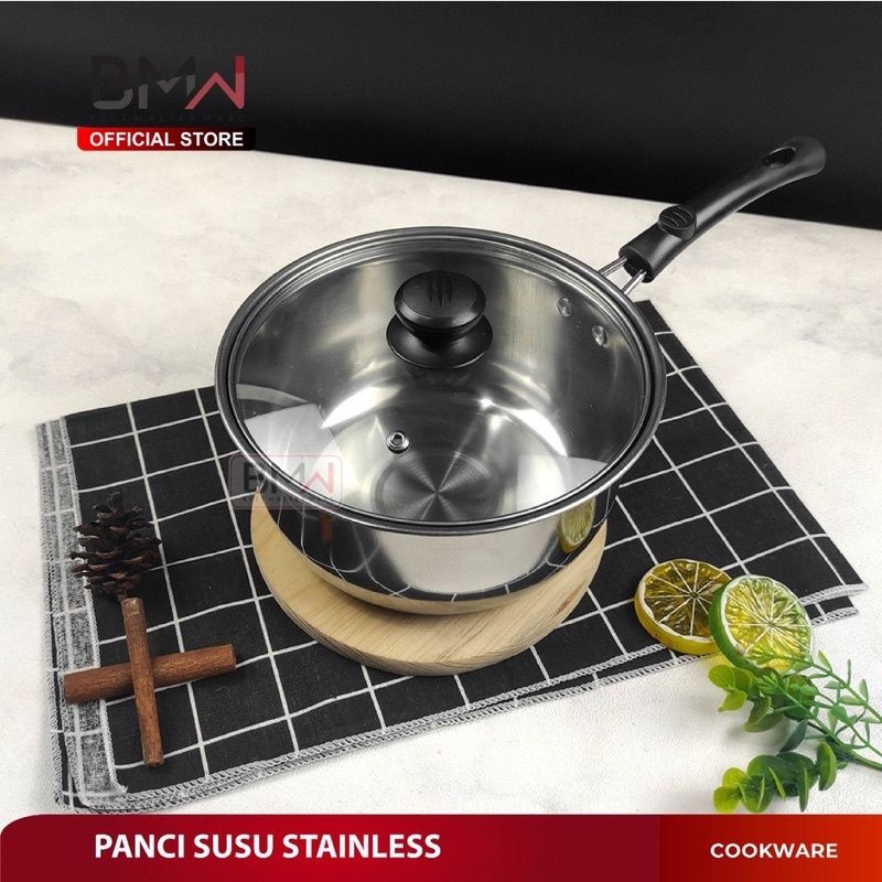 Panci Susu Milk Pot Stainless 16cm Tutup Kaca