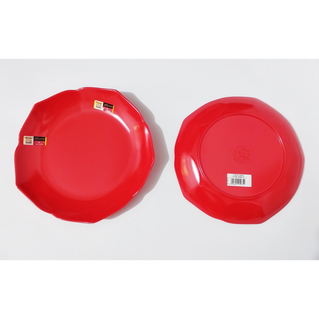 Piring Teratai  MELAMIN Golden Dragon P3009, 9 Inch warna MERAH