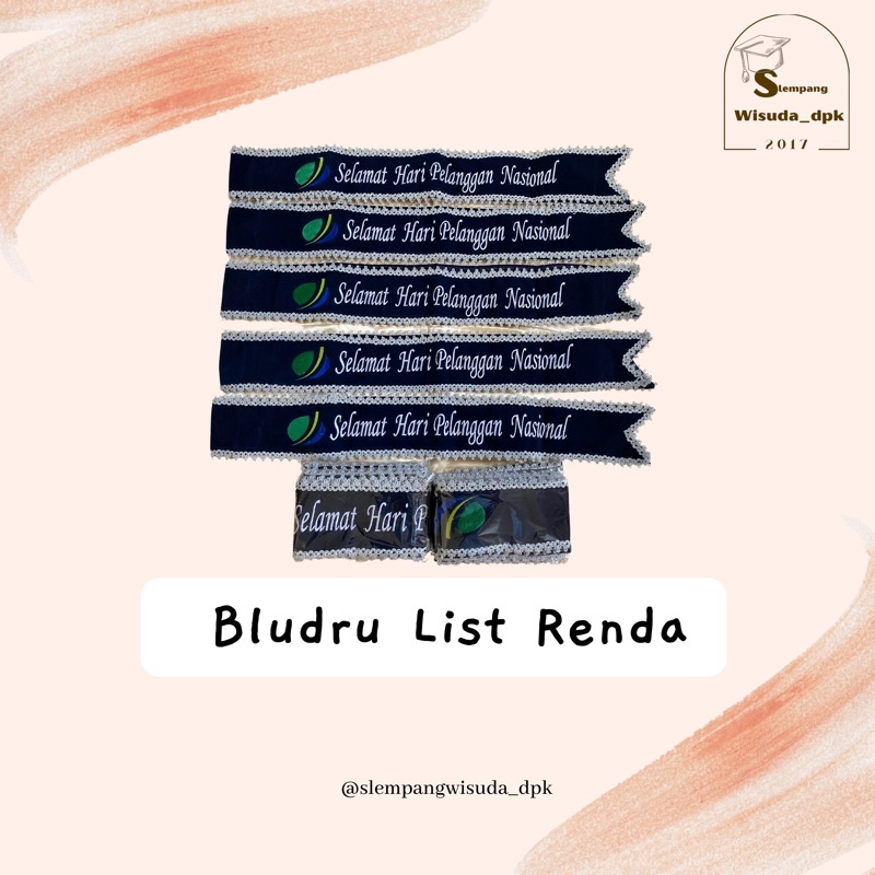Selempang Wisuda Bludru list Renda