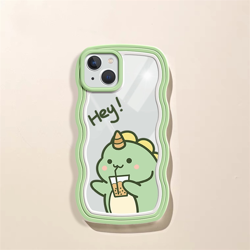 Soft Case Silikon Tebal Motif Kartun Dinosaurus Untuk iPhone 14 13 12 11 Pro Max X Xr Xs Max 8 7 6 6s Plus