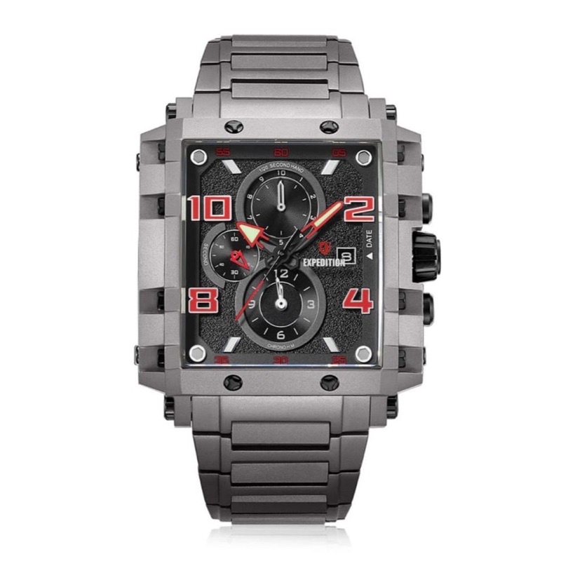 JAM TANGAN PRIA EXPEDITION E 6757 TITANIUM E-6757 GRAY LIST RED ORIGINAL