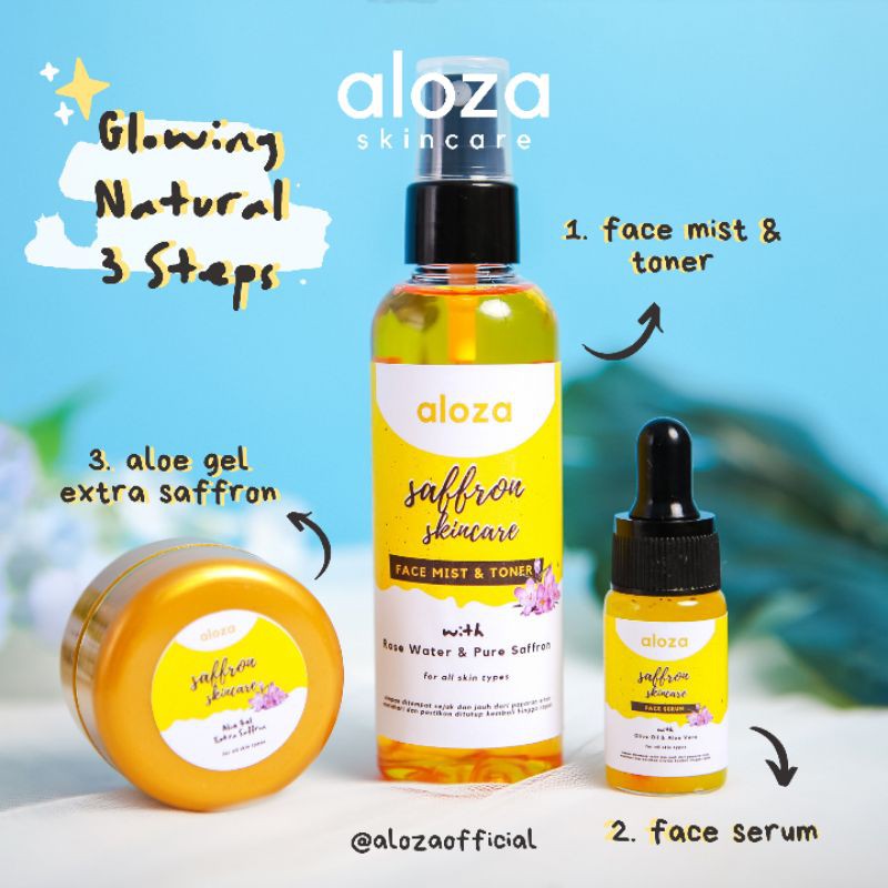 ALOZA Paket Glowing Face Mist, Serum & Aloe Gel Extra Sffron Skincare Natural