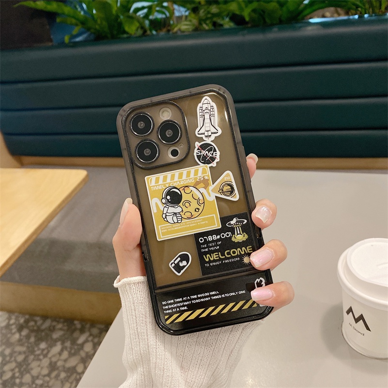 Soft Case Silikon Transparan Motif Astronot Untuk iPhone 13 12 11 Pro Max X Xr Xs Max 8 7 Plus