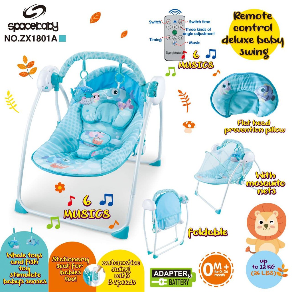 Space Baby Deluxe Swing Remote Control ZX1801A / Bouncer Kursi Goyang Bayi / Ayunan Bayi (Tersedia varian warna)