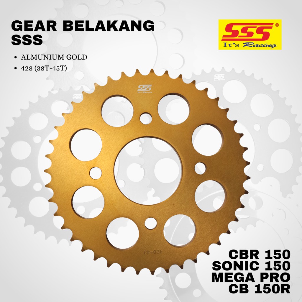 Gear gir CBR 150 sonic 150 MEGA PRO verza supra gtr sss 428 38 39 40 41 42 43 44 45 46 Alumunium Gold