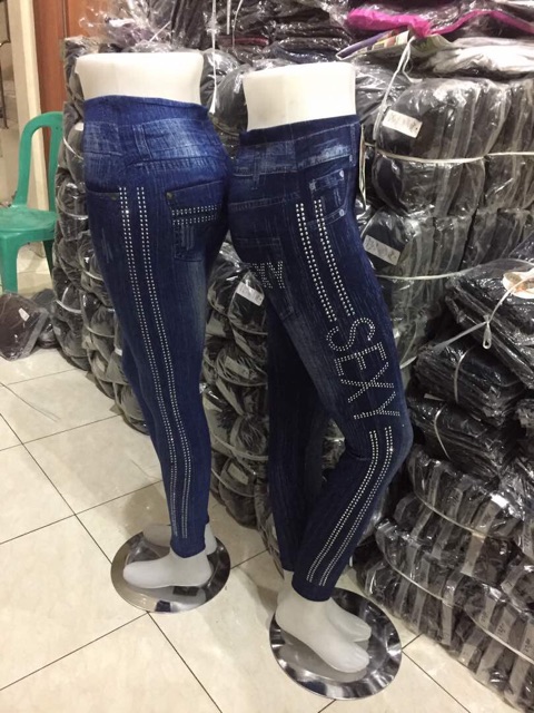 BARU!!! LEGGING JEANS MOTEK LIST VARIASI TULISAN LEGGING JEANS WANITA LEGGING DEWASA MURAHi