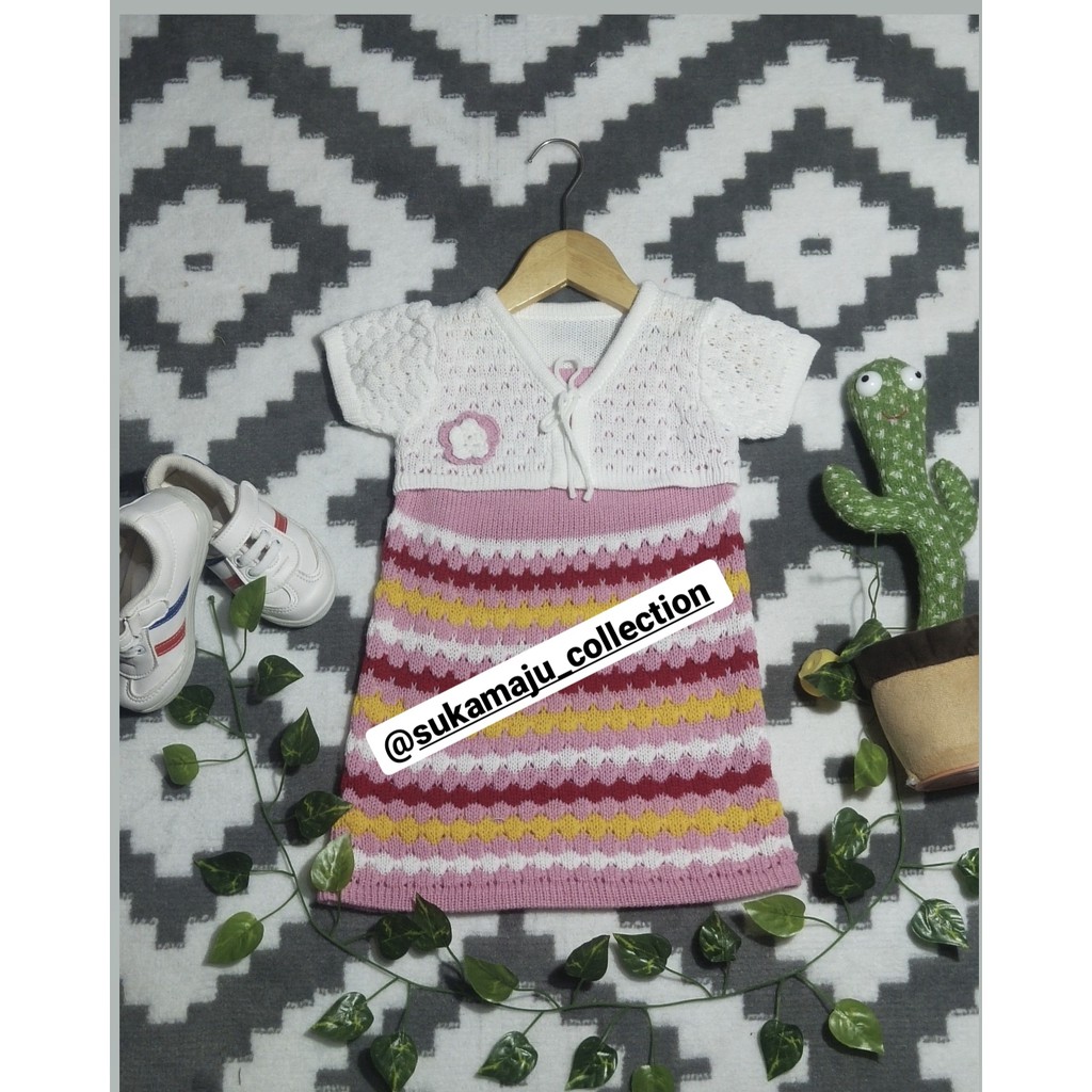 DRESS ANAK PEREMPUAN RAJUT / DRESS BALERO PINEAPPLE RAJUT / PAKAIAN ANAK RAJUT / FASHION ANAK KEKINIAN