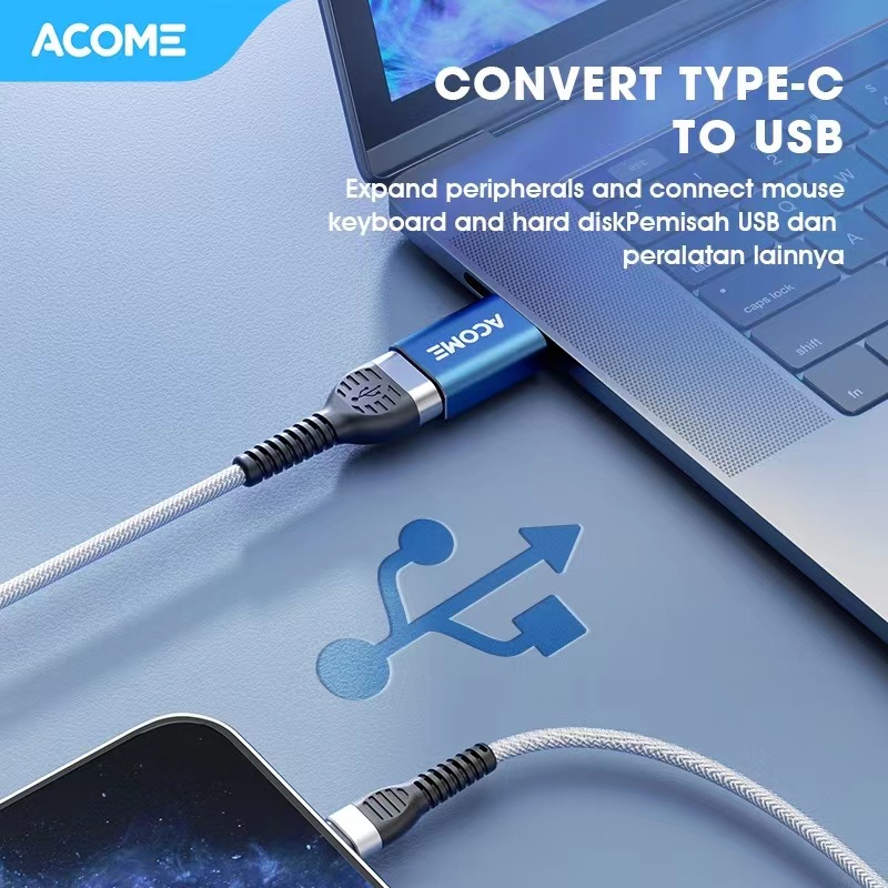 ACOME Converter Android OTG Micro USB Type C USB 3.0 Adapter Fast Data Transfer Garansi Resmi 1 Thn Seri AV